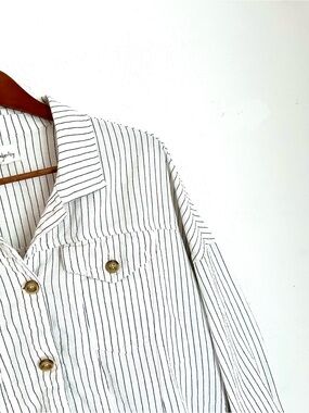 Emberley White Button Up Jacket with Black pinstripes